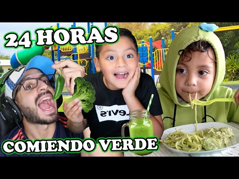 ESCONDIDAS en el Parque | 24 Horas Comiendo VERDE | Family Juega