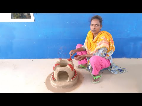 Beautiful Village life desi chuhla design mitti ka chulha mud stove wood stove clay mud oven