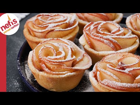 Yemeye Kıyamadık 😍 Gül Şeklinde Elmalı Tart Tarifi 🍎