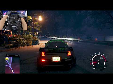 Drifting Nissan 350z in thunderstorm - Japanese Drift Master | Steering wheel gameplay