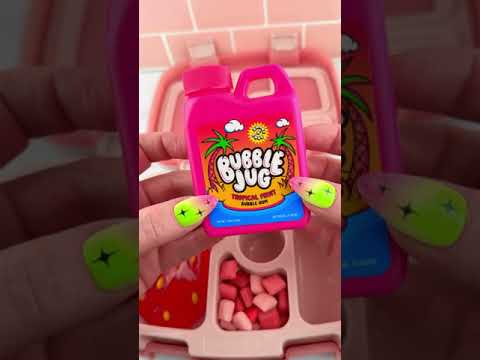 Packing School Lunch with Pink CANDY *Bento Box* Satisfying Video ASMR! #asmr 🍓🍭🍬