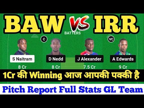 BAW vs IRR Fantasy Dream11 Prediction, BAW vs IRR 2024, BAW vs IRR West Indies T10 Match Prediction