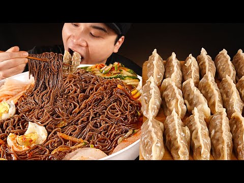 시원한 물비빔냉면과 속이 꽉 찬 갈비만두 먹방~!! 리얼사운드 ASMR social eating Mukbang(Eating Show)