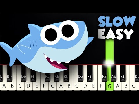 Baby Shark Song | SLOW EASY PIANO TUTORIAL + SHEET MUSIC by Betacustic