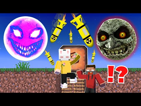 NUKE MISSILE vs SCARY LUNAR MOON And RED SUN in Minecraft!