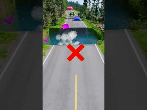 Small To Giant Cars vs Gigantic Water Pit #5 |#carsvswaterpit #doubleflatbedtrailertruckvsspeedbumps