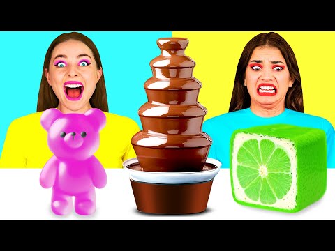 Chocolate Fountain Fondue Challenge | Funny Kitchen Hacks by BaRaDa Challenge