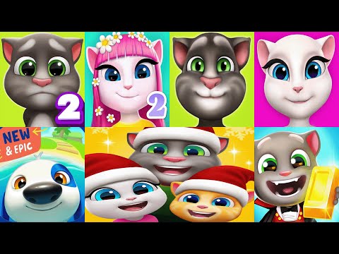 Talking Tom2 vs Angela2 vs Tom vs Angela vs Hank islands vs Gold run vs Tom Friends journey Ep4479