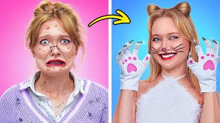 😺HOW TO BECOME A CAT GIRL ✨💄 | Cute Transformation + WOWCube Fun by 123 GO! CHALLENGE #wowcube