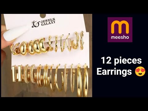 Meesho Earrings || 12 piece Hooks || Combo ||Meesho Jewellery Haul Malayalam