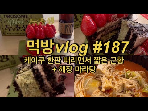 [먹방vlog]#<strong>187</strong> 두초생 케이크 한판 때리면서 짧은 근황 전달함니다... 해장은 마라탕