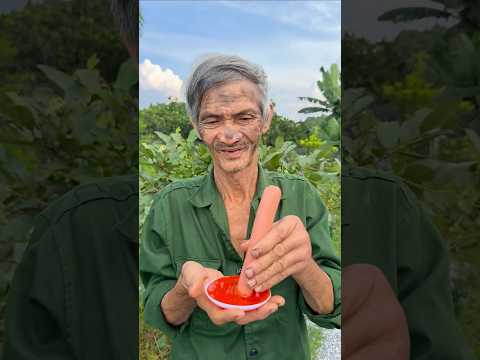Ông nội Thử thách ăn xúc xích đúng cách 🍊🍏🥬và cá#shorts⭐💧🍋‍🟩🫑