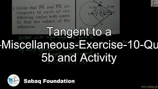 Tangent to a Circle-Miscellaneous-Exercise-10-Question 5b and Activity