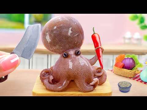 💥 Satisfying Miniature Cooking Delicious Spicy Baby Octopus 🐙 Mini Yummy's Best Seafood Recipe