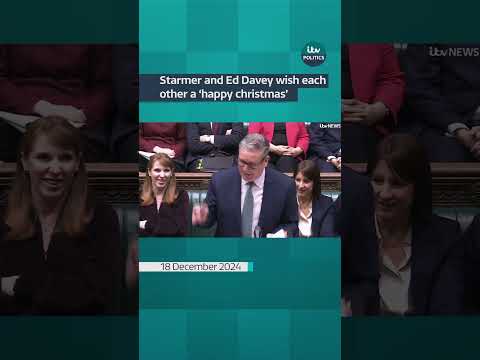 Starmer and Ed Davey wish each other a ‘Happy Christmas’ #itvnews #shorts