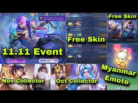 Free ရဦးမဲ့ Skin 3 ကောင် မြန်မာ Emote အသစ် 11.11 Event ပုံစံ နဲ့ Event အသစ် Updateအသစ်အကြောင်းများ 🤩