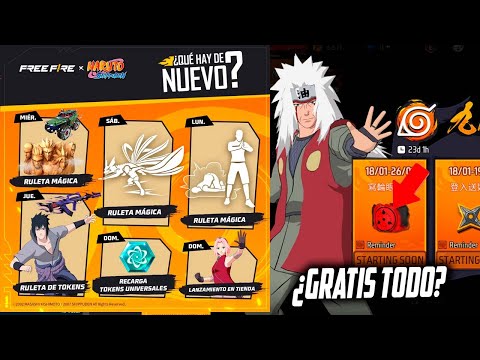 NUEVA AGENDA SEMANAL DE FREE FIRE NUEVA RULETA DE TOKENS DE SASUKE