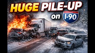 I-90 Shut Down 😳 Massive Pileup Forces Traffic Onto Side Roads - POV Dashcam drive