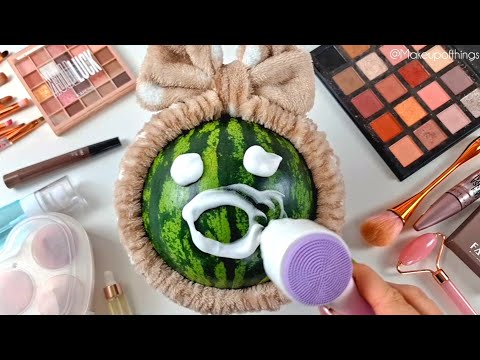 ASMR for Sleep😴 Makeup on Watermelon🍉 (No talking)