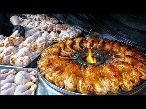 월매출 2억! 치킨만 한달에 5000마리씩 팔린다는? 겉바속촉 끝판왕 가마솥 치킨구이 / Korean Grilled Chicken / korean street food