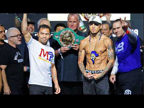 Manny Pacquiao vs Mario Barrios • FULL Weigh In & Face Off Video
