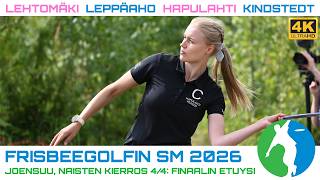 Frisbeegolf SM 2026 FPO FINAALI E9, Iida Lehtomäki, Olivia Kindstedt, Netta Leppäaho, Asta Hapulahti
