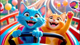 🎢 GATOS en PARQUE de ATRACCIONES 🎡 ¡Caricaturas infantiles de GATOS de COLORES 🐱 🌈