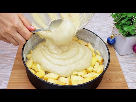 Der einfachste und leckerste Apfelkuchen. Kuchen in 5 Minuten. Rezept für Apfelkuchen.