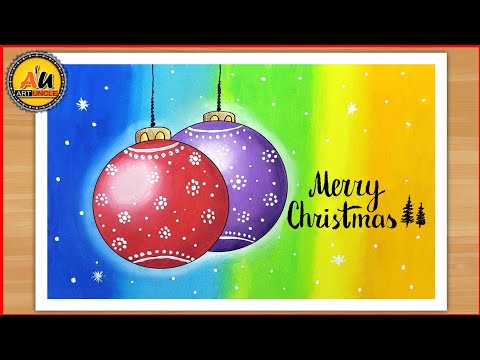 How to draw Christmas drawing with oil pastels