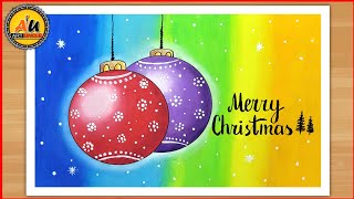 How to draw Christmas drawing with oil pastels