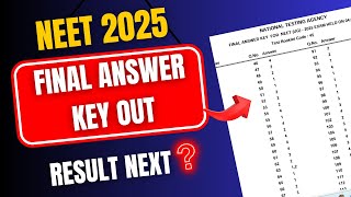 NEET 2025 Final Answer Key Released 🔥 | NEET Result 2025 Out? | NTA Latest Official Update!