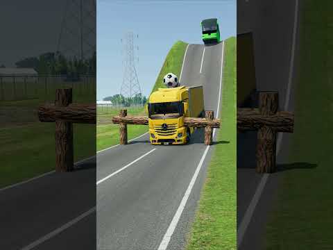 Cars & City Buses vs Logs Trap - BeamNG.Drive #shorts #beamngdrive #bus