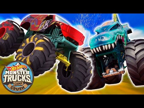 Mega Wrex and Demo Derby are an Unstoppable Force! 🚗 🔥 - Monster Truck Videos for Kids | Hot Wheels