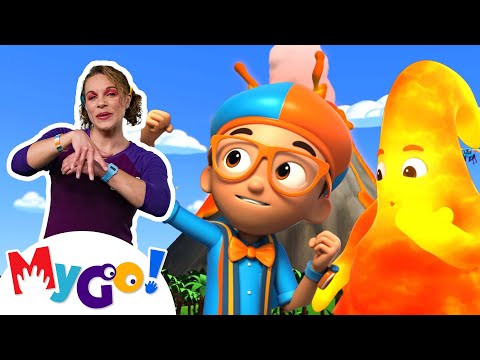 The Exploding Volcano! | Blippi Wonders | Cartoons in Sign Language | ASL Videos