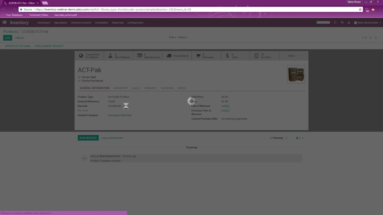Odoo Inventory - Functional Warehouse Management | 5/5/2017

In this webinar, business advisor Brett from our San Francisco office walks through the basics of inventory and warehouse ...