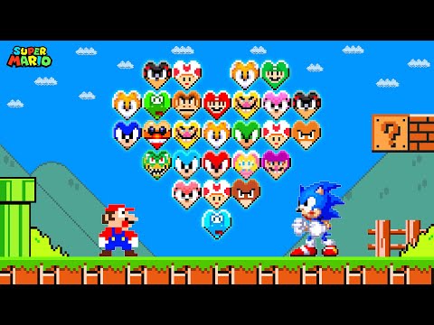 Super Mario Bros. But All Mario Characters Are CUSTOM Heart Item Blocks