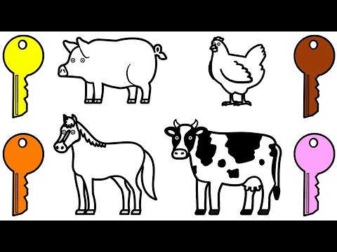 Wrong Keys with Crying Cow, Horse, Pig & Chicken - Coloring for Kids