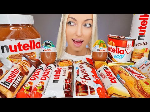 ASMR NUTELLA CHOCOLATE PARTY, KINDER, CANDY BARS (DESSERT) MUKBANG, 초콜릿 디저트 먹방