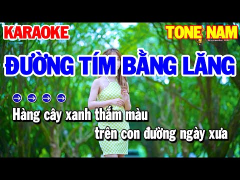 Karaoke Đường Tím Bằng Lăng | Nhạc Sống Tone Nam – Thanh Hải