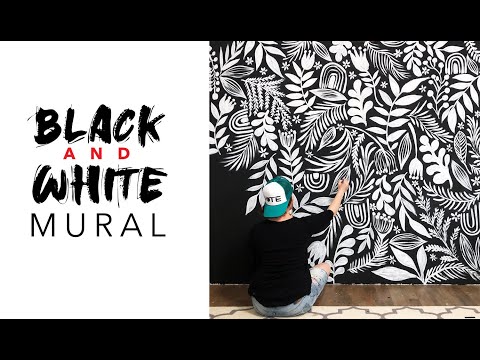 black and white mural