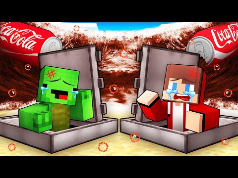 JJ and Mikey: SECURITY BUNKER vs COCA COLA TSUNAMI Battle in Minecraft - Maizen