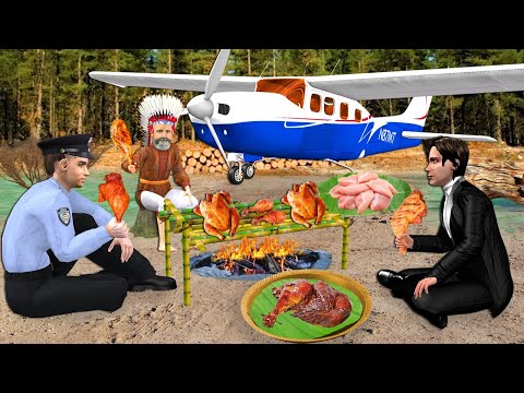 Bamboo Chicken Barbeque Cooking By Adivasi Plane Crash in Jungle Hindi Kahaniya Hindi Moral Stories