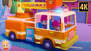 Wheels On The Firetruck + More Emergency Vehicle Rhymes and Kids Songs