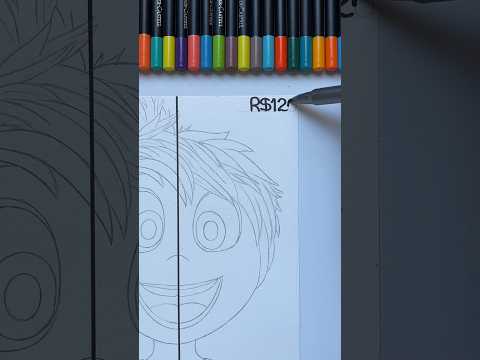 Eu vou pintar metade desse desenho da alegria com um lápis barato e outro caro