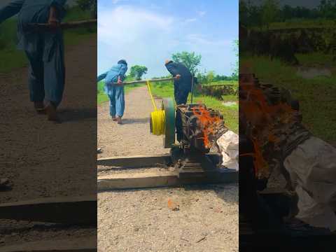 The desal engine start with two man and fire ๐ฅ the new experiment #dieselengine #waterpump