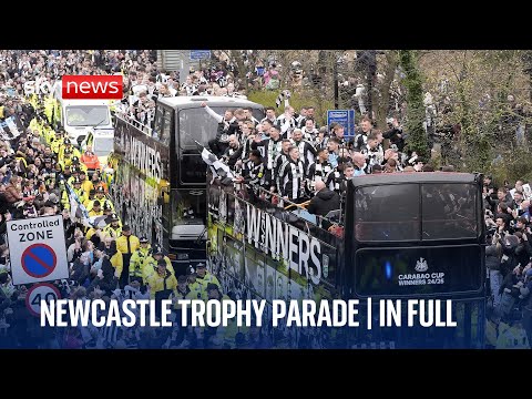 Newcastle trophy parade live | Tens of thousands line the streets to watch open-top bus