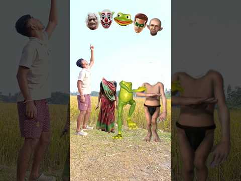 Old lady , monkey 🐵 & dancing frog - Correct head matching game - Magic video