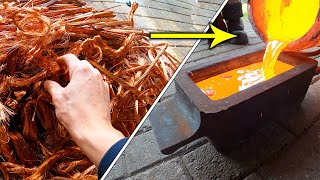 The HEAVIEST COPPER INGOTS 🔥 I've ever casted from SCRAP
