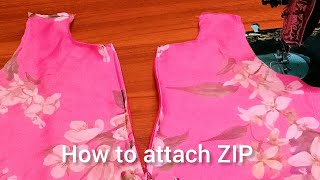How to attach ZIP m, dress, frock Zip attach simple method
