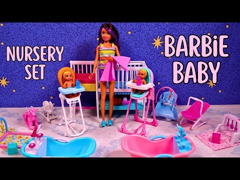 Barbie Skipper Babysitter Set Unboxing 🍼 | Nursery Room Setup & Baby Doll Playtime!